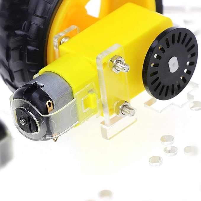 YIKESHU 4WD 2 Layer Smart Robot Car Chassis Kit with Speed Encoder Battery Box for Kids Teens DIY