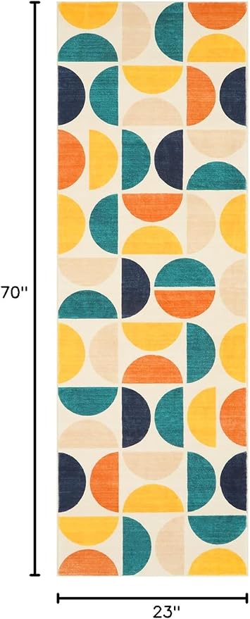 Lahome Boho Runner Rug Non Slip, 2x6 Soft Hallway Runner Rug for Bathroom, Modern Washable Runner Rug Non Shedding Carpet Rug for Entryway Kitchen Bedroom Laundry Room (Blue/Mulit,2'x6')