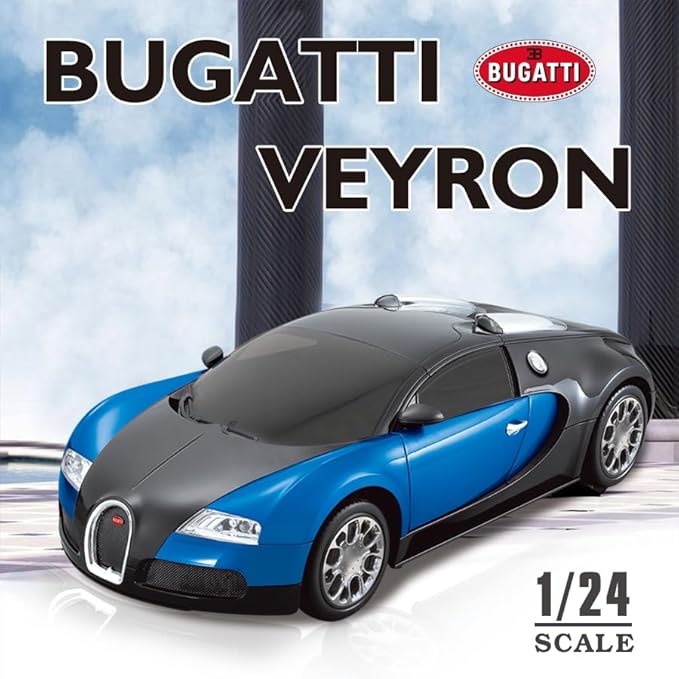 Vinie Remote Control Car for Boys, RC Cars Bugatti Veyron, 1:24 Scale Officially Licensed Kids Toys, Drift Car with Cool Led Lights, 4 5 6 7 8 9 10 11 12 Year Old Boy Birthday Gift (Blue)