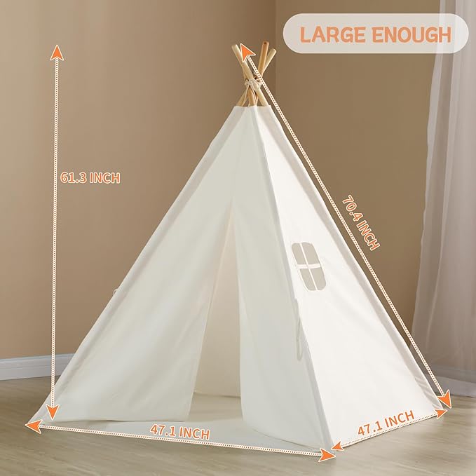 wilwolfer Kids Teepee Tent for Girls or Boys with Carry Case, Foldable Play Tent for Kids or Toddler Suit for Indoor and Outdoor Play, Protable Kids Playhouse Children Tent(Mat not Included)