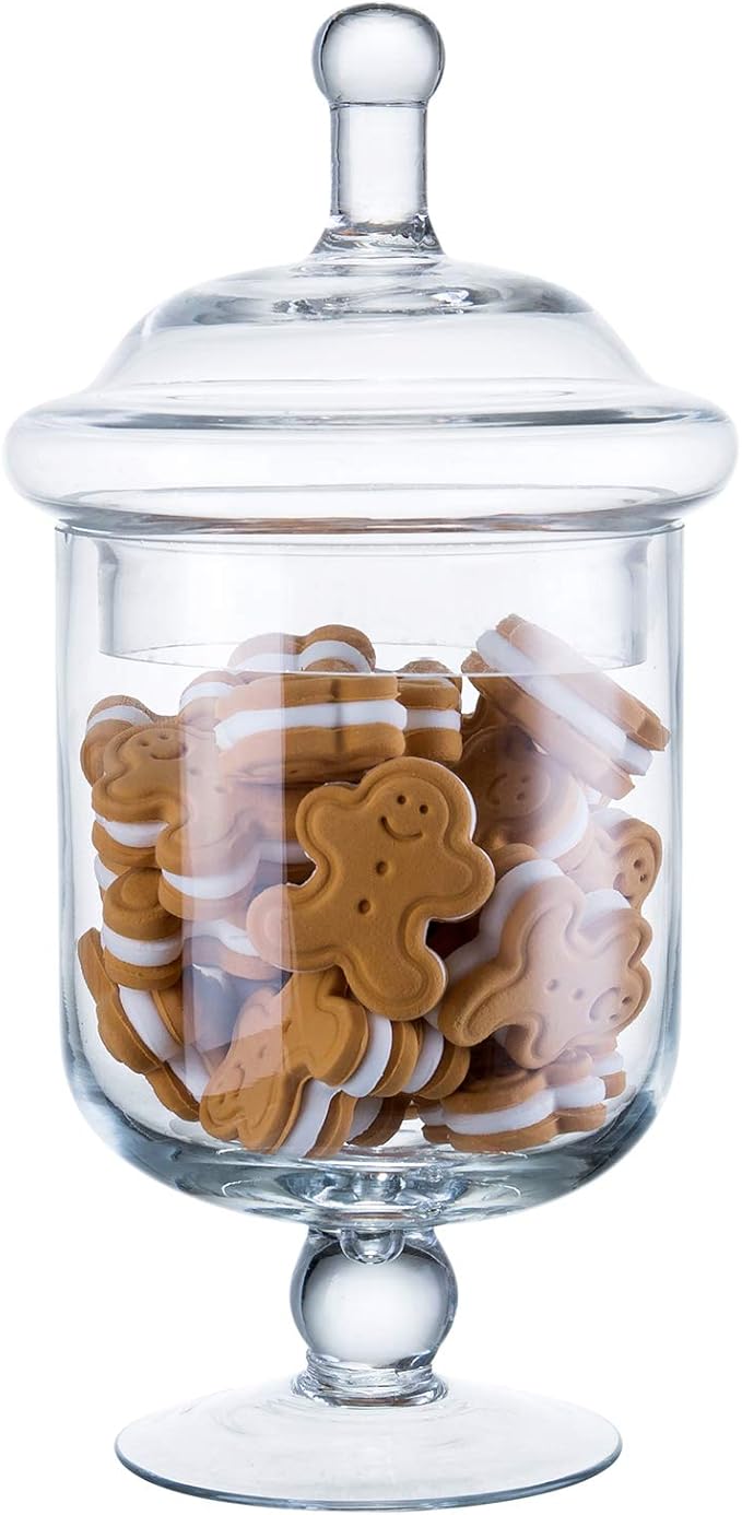 Clear Glass Apothecary Jars, Small Candy Buffet Display Elegant Storage Jar, Decorative Wedding Candy Organizer Canisters (Height: 9" Body: 5"; 22 FL.OZ)
