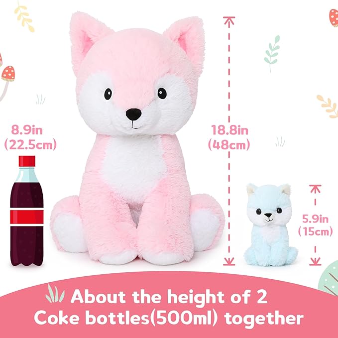 MorisMos Fox Stuffed Animals with Baby Inside, Soft 19 Inch Stuffed Fox Plush Toys Mommy & Babies Set, Gift for Women, Girls, Kids on Mother's Day, Birthday, Christmas