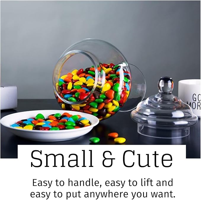 Diamond Star Clear Glass Apothecary Jars, Heart Shape Small Candy Buffet Display Elegant Storage Jar, Decorative Party Wedding Candy Organizer Canisters Xmas Gift (H: 9", D: 5"; 28 FL.OZ)