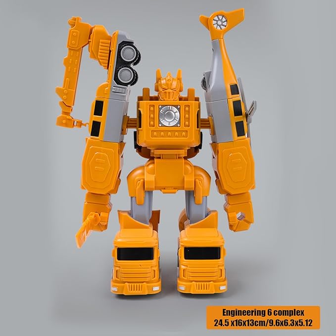 Mangetic Transform Engineering Car Assembled Toys, Transforming Robot Car Toy, Kids' Play Construction Vehicles, Outdoor Toddlers Activities Toys Magnetic Blocks for Kids Age 3-8(Yellow-26pcs)