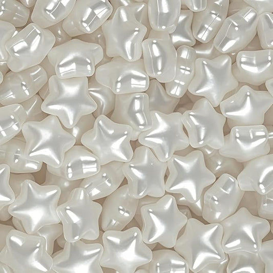 Star Ball Pit Balls 100 Phthalate Free BPA Free Crush Proof 2.16 Inches Star Shape for Plastic Balls for Ball Pit Ideal Gift for Toddlers Babies Kids Pool Water Toys Play Tent, Pearl White