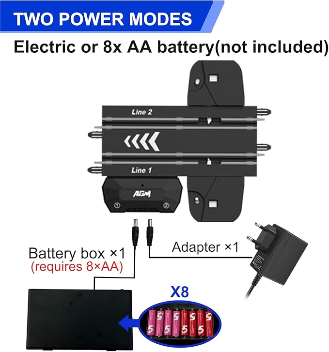 AGM MASTECH Slot Car Race Track Sets with 4 Exquisite Slot Cars, Battery or Electric Car Track, 2 Controllers, Lap Counter, Gift Toys for Boys and Girls Age 4 5 6 7 8-12
