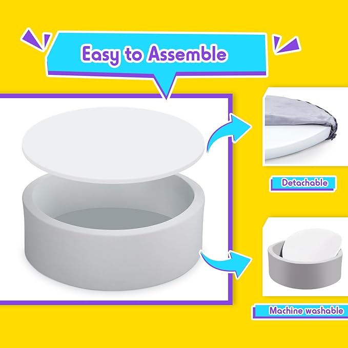 Foam Ball Pit for Toddlers with 200 Balls, Large Baby Ball Pit for Babies with Soft Memory Sponge, Indoor Outdoor Baby Playpen, Kids Play Ball Pool, Gift Toys for Infants Boys and Girls