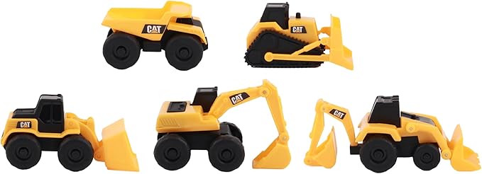 CAT Construction Little Machines 5-Pack – Includes Dump Truck, Front Loader, Bulldozer, Backhoe, and Excavator – 3” Mini Vehicles with Moving Parts – Ideal for Kids Ages 3+