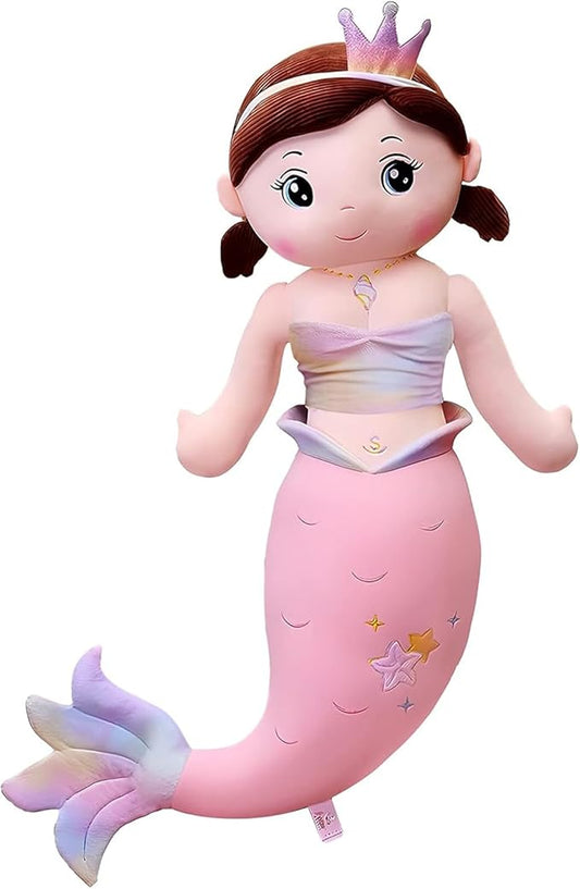 Mermaid Stuffed Animal Plush, 49.2in Cute Soft Pink Hugging Mermaid Plushies Pillow Toys Kawaii Birthday Gift for for Adults Kids Boys Girls