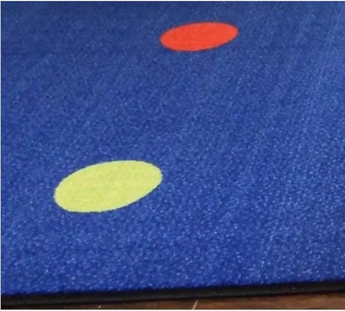 KidCarpet On The Spot Seating Classroom Rug, 10' x 12' Rectangle, Multi on Blue