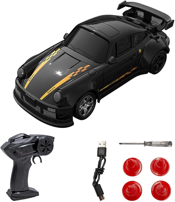 Desktop Drift Car for Boys Kids Adults, 1/64 Scale Remote Control Car with LED Lights, 4WD Mini RC Drift Cars for Race, Children's Gifts and Toys