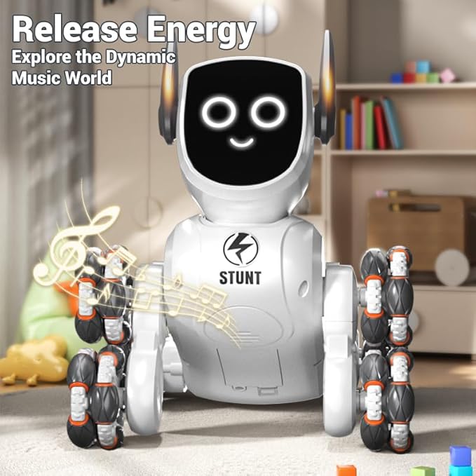 4WD Stunt Remote Control Robot, Multi Function RC Car Toys for Kids, Eight Wheeled Robot Dog with Music & Light, Children Birthday Gift for 8+ Years Old Kids