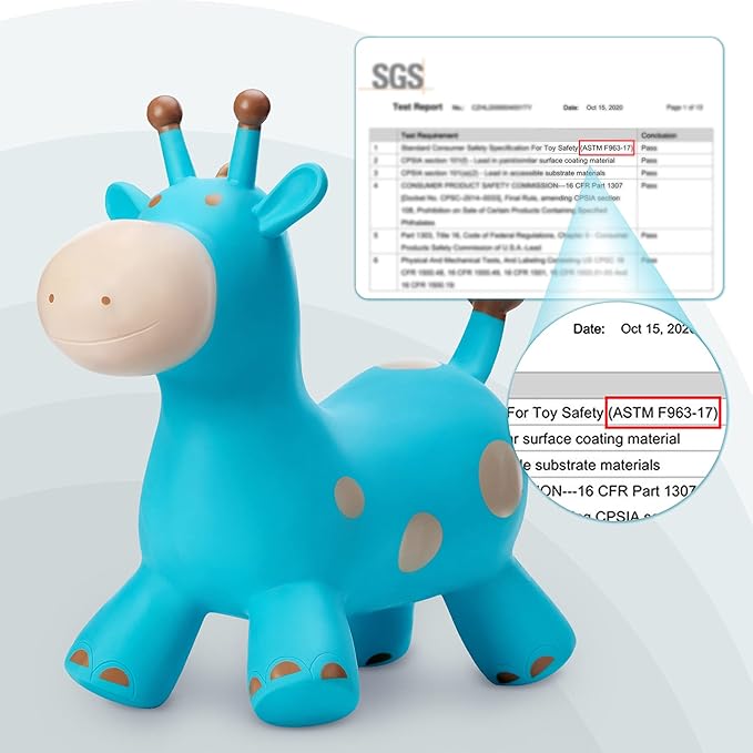 EVERICH TOY Giraffe Bouncy Horse Hopper for Toddlers, Bouncy Animals Jumping Horse, Inflatable Ride on Bouncer Hopping Toys Gifts for Boys and Girls 18 Months 2 3 4 5 6 Years Old