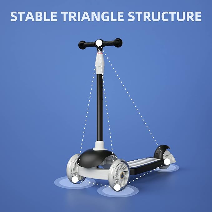 67i Scooter for Kids 3 Wheel Scooter Kids Kick Scooter for Toddler Girls Boys Scooter with Adjustable Height and Light-Up Wheels Scooter for Children Ages 3-12