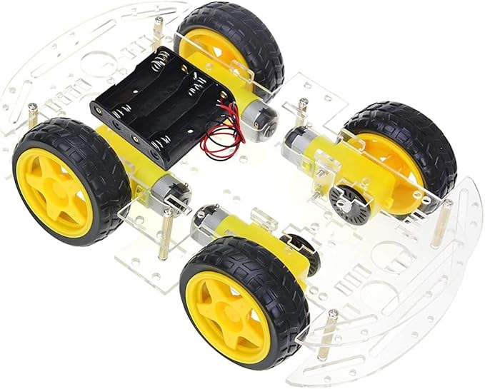 YIKESHU 4WD 2 Layer Smart Robot Car Chassis Kit with Speed Encoder Battery Box for Kids Teens DIY