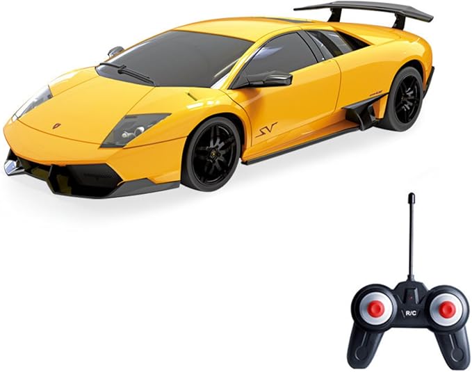 Vinie Remote Control Car for Boys, RC Cars Lamborghini Murciélago, 1:24 Scale Officially Licensed Kids Toys, Lambo LP670 Drift Car with Cool Led Lights, 4 5 6 7 8 9 10 11 12 Year Old Boy Gift (Yellow)