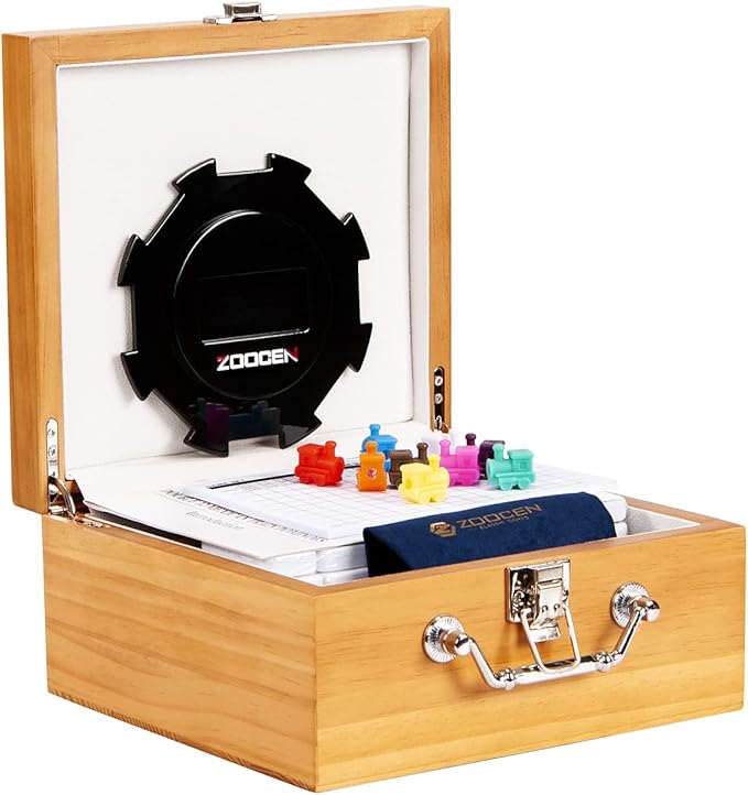 Mexican Train Dominoes Set with Numbers, Double 12 Dominos Game Set with Wooden Case, Full Dominoes Set with 91 Tiles 9 Trains, Scoreboard, Acrylic Game hub