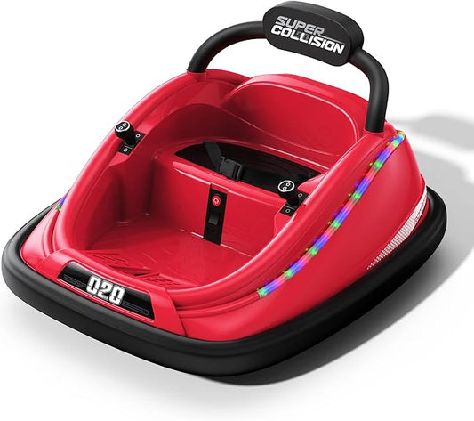 Ride-On Toy, 12V Electric Bumper Car with Remote, Music for Kids Ages 1-6, Unisex Gift, Red