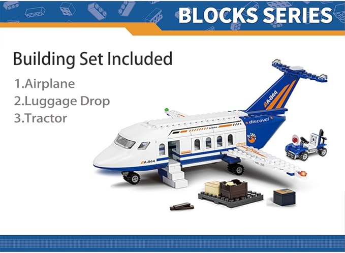 City Airplane Passenger Building Set,Plane Building Blocks with Plane Trailer, Luggage Truck,Planes Model Toys Gifts for Kids Boys Girls, 226PCS