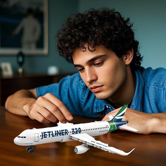 DAHONPA Airbus A320 Building Blocks Set, 129 Pieces Airplane Airliner Building Toy, Gift for Kid and Adult