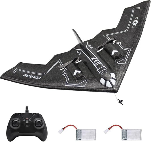 fisca RC Airplane Remote Control B-2 Spirit Stealth Bomber Plane, 2.4Ghz 2CH Foam Drone Ready to Fly Aircraft Toy for Kids and Adults