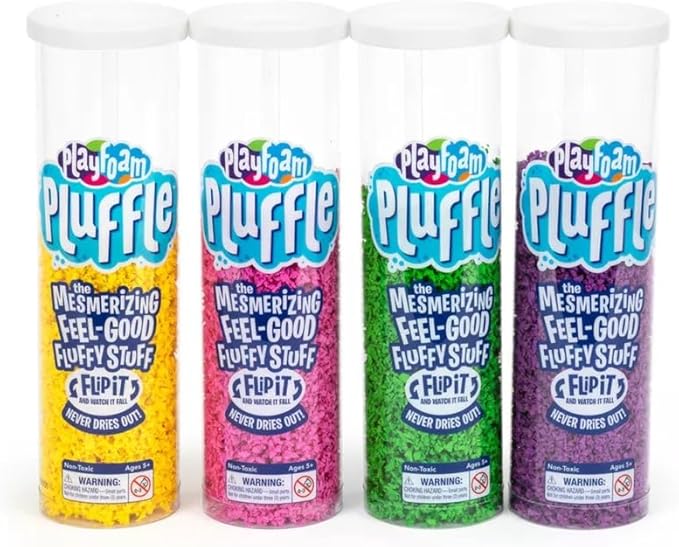 Educational Insights Pluffle 4-Pack - Sensory Bin Foam Set, No Mess Alternative to Sand Toys & Slime for Toddlers, Fun Sensory Table Filler for Home or Classroom, Gift for Kids Ages 3+