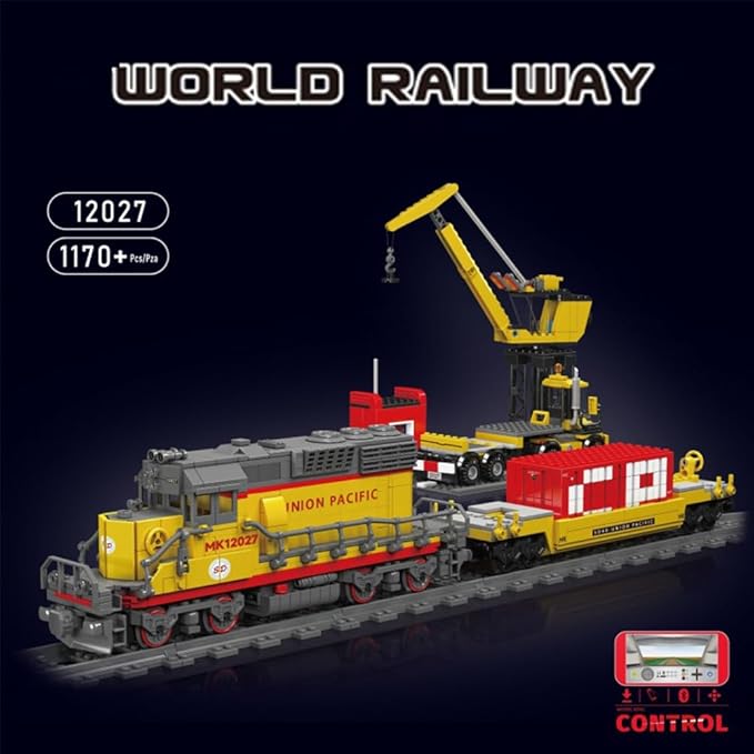 EMD SD40-2 Diesel Locomotive Building Blocks Set,Collectible Diesel Locomotive Display Set,Scale Model with Train Tracks, Top Present for Train Lovers and Adults,M.K12027 (1170 Pcs)