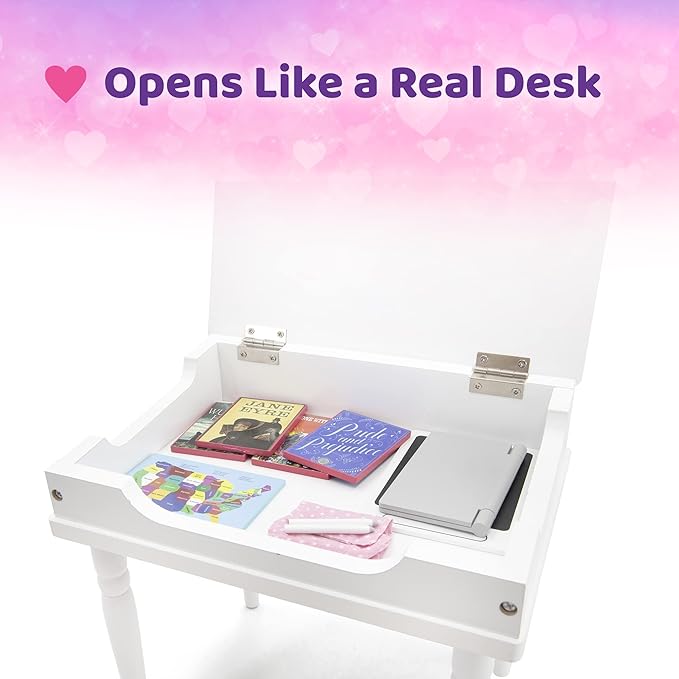 Playtime by Eimmie 18 Inch Doll Furniture School Desk & Classroom Set – White, Wooden Playset with Educational Accessories, Fits American, Generation, My Life & Similar 14”-18” Dolls