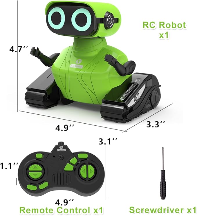 GILOBABY Robot Toys, Remote Control Robot Toy, RC Robots for Kids with LED Eyes, Flexible Head & Arms, Dance Moves and Music, Birthday Gifts for Boys Ages 3+ Years (Green)