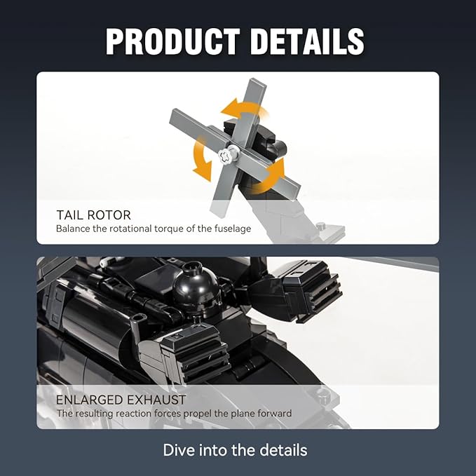 DAHONPA UH-60 Helicopter Black Hawk Medium Utility Military Army Airplane Building Bricks Set, 660+ Pieces Air-Force Build Blocks Toy, Gift for Kid and Adult