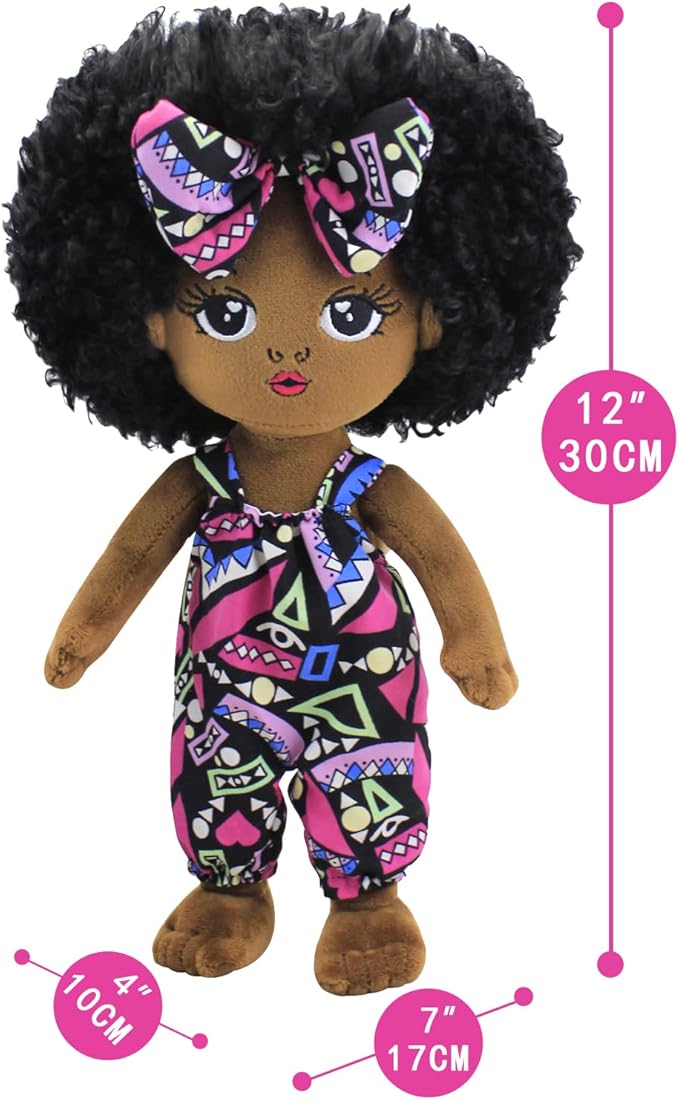 Black Baby Dolls African American Doll Black Dolls 12'', Baby Dolls for 3 Year Old Girls,Soft Doll for Girls Stuffed Plush Doll for Girl