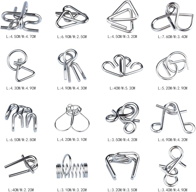 Brain Teaser Puzzle Wooden Threading Rope Loop Puzzle Luban Lock Brain Teaser Game Adult Kids Toy Puzzles for Adults (16)