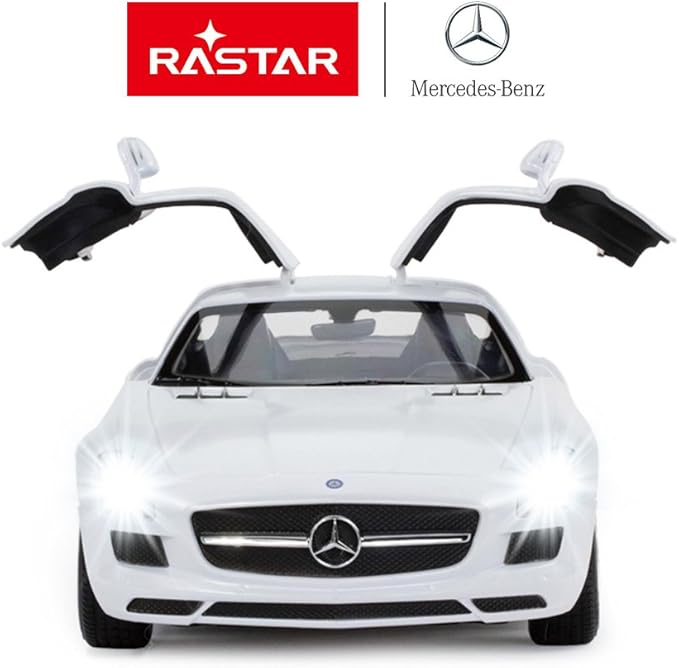 RASTAR Benz Remote Control Car |1:14 RC Mercedes Benz SLS AMG Model Car Toy Car for Kids, Open Doors by Manual - White 2.4GHz