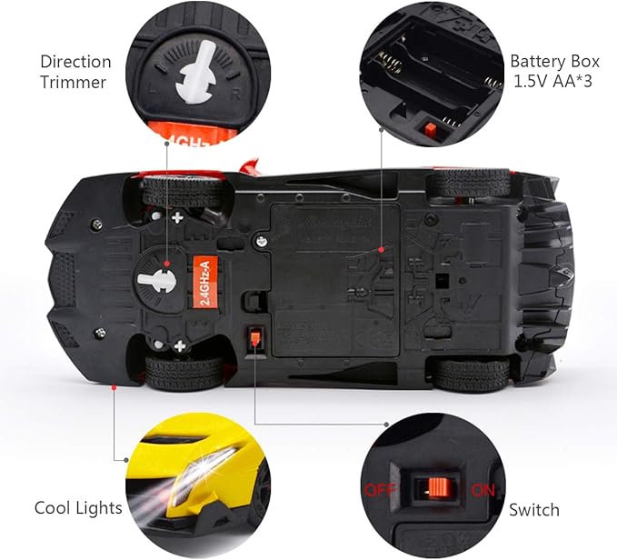 QUN FENG Remote Control RC CAR Racing Cars Compatible with Lamborghini Veneno Officially Licensed 1:24 Toy RC Cars Model Vehicle for Boys 6,7,8 Years Old,Yellow