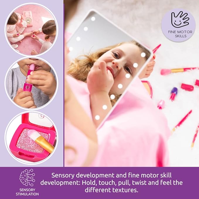 Pretend Play Kids Makeup Kit I Toddler Girl Toys Make Up Set with Cosmetic Bag I Toddler Makeup Kit for Toddler Vanity I Pretend Makeup Kit for Girls Gifts I Play Makeup Kit for 2 Year Old & Up
