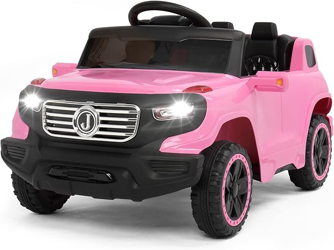 VALUE BOX Electric Remote Control Truck, Kids Toddler Ride On Cars 6V Battery Motorized Vehicles Children's Best Toy Car Safe with 3 Speeds, Music, seat Belts, LED Lights and Realistic Horns (Pink)…
