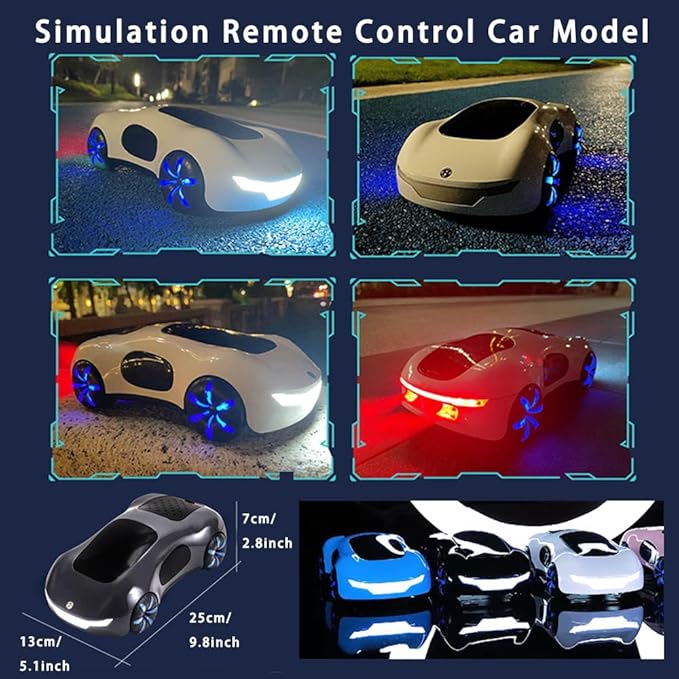 Remote Control Car, Gesture Sensing RC Sunt Car, 2.4GHz RC Drift Car for Kids with Spray Light and Sound, 360?Rotating Side Drifting RC Cars Birthday Gifts for Boys Girls (White), 1 Battery