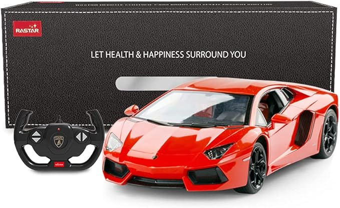 RASTAR RC Lamborghini Toy Car, 1:14 Lamborghini Aventador LP700-4 Remote Control Car, Working Lights - Orange