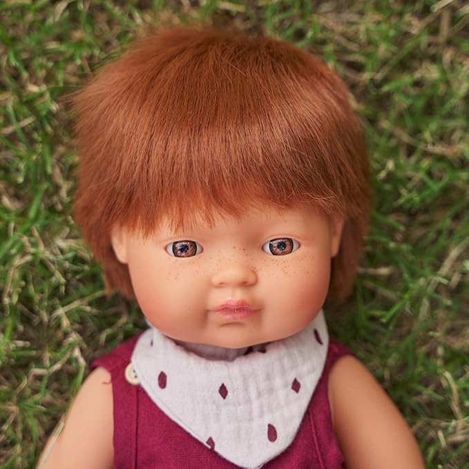 Miniland Doll 15'' Caucasian Boy Redhead (Polybag) - Made in Spain, Anatomically Correct, Quality