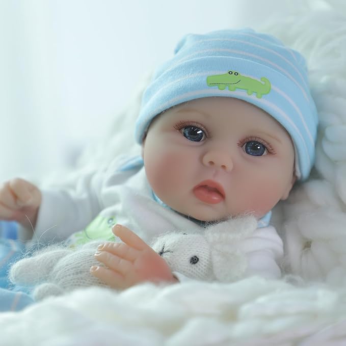 SCOM Lifelike Reborn Baby Dolls - 16 inch Realistic Baby Toddler Dolls Soft Cloth Body Vinyl Limbs, with Clothes and Doll Accessories Gifts for Kids Age 3+