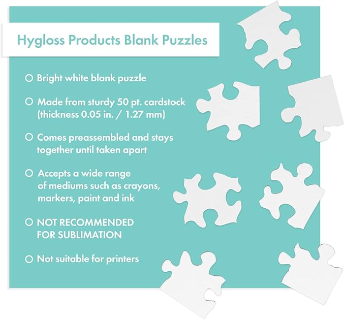 24 Blank Jigsaw Puzzles– 8.5 x 11 Inch, 63 Pieces Each – Hygloss DYI Party invites, Perfect for Decorating, Kids' Activities, Arts & Crafts or Party Favors - Puzzle Pieces to Draw On for Crafts