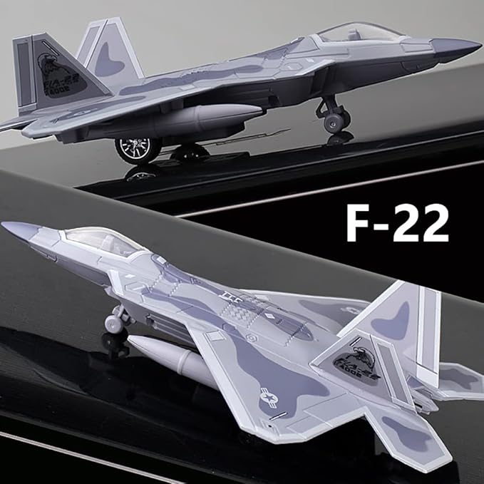 Ailejia Diecast F 22 Fighting Falcon Airplane Model Military Plane Pull Back with Lights and Sounds Fighter Jet Toys for Boys