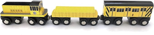 MUNI PALS Munipals New York City Subway Wooden Railway Work Train and Sheds Set–Child Safe and Tested Wood Toy Trains