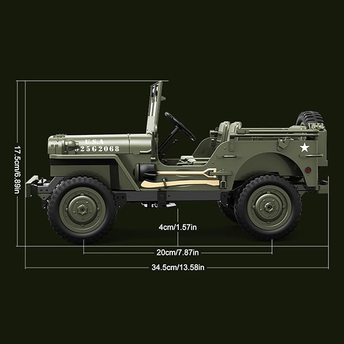 Remote Control Car, 2.4Ghz 4WD Off Road RC Jeep Rock Crawler Vehicle with Linked Lights, 1:10 Scales All Terrain Remote Control Trucks RTR Hobby RC Car for Kids Adults