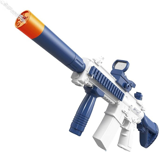 Electric Water Gun for Kids Adults,Water Blaster Squirt Guns with Light,Range up to 32ft,Summer Outdoor Beach Swimming Pool Party Toys Gifts for Boys Girls Ages 8 9 10 11 12 13 14 (White Blue)
