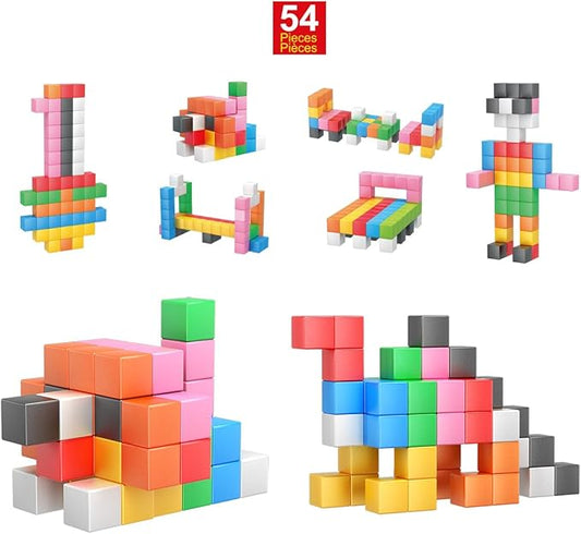 PicassoTiles Magnet Cube Building Blocks 1.2" 3CM Magnetic Cubes Toy Construction Building Educational Sensory Toys with Idea Booklet for School & Preschool Kids Boys Girls Toddlers PMC301