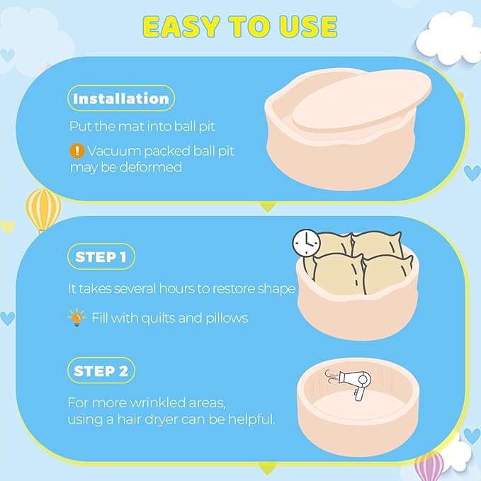 Baby Ball Pit 35.4" Soft Round Memory Foam Ball Pits NOT Included Balls Indoor Outdoor Playpen for Babies Toddlers Kids Great Gift for Girls Boys, Beige