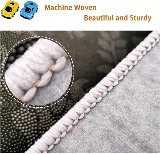 Car Rug Play Mat Great for Playing with Cars and Toys, Kid Playroom Carpet with Rubber Backing, Game Area for Baby Toddler Kid Child Educational Learn Road Traffic in Bedroom, Classroom