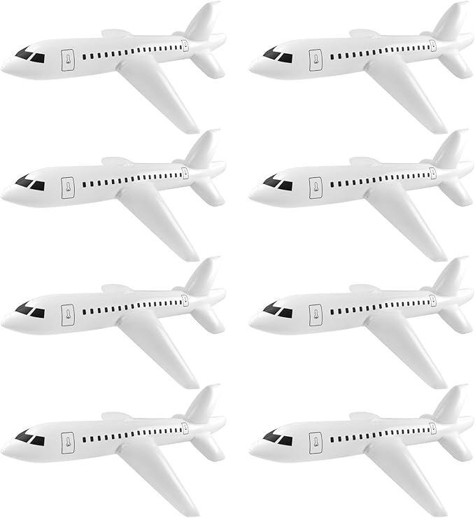 Mototo 8 Pieces Inflatable Airplane Balloon 40 Inch Large Inflatable Plane Balloon White Plane Toy Float Airplane Aviation Themed for Outdoor Indoor Birthday Party Swimming Pool Party Supplies