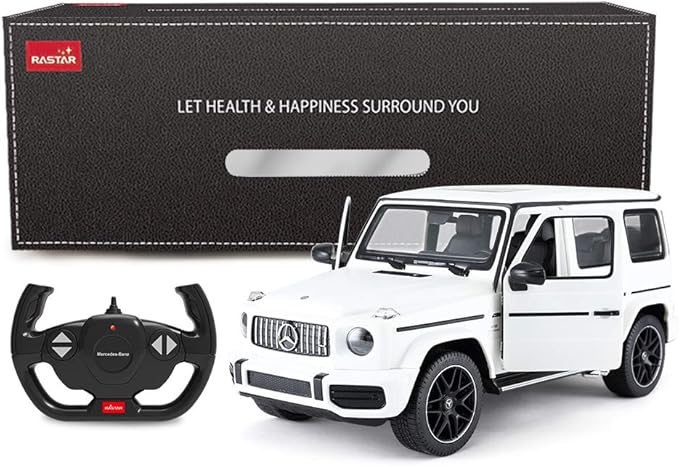 RASTAR Off-Road Remote Control Car, 1:14 Mercedes-AMG G63 R/C Off-Roader Toy Car, Doors Open/Working Lights - White/2.4Ghz